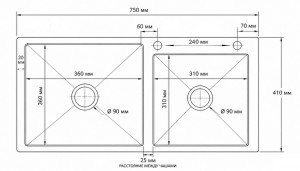 Backer Duo 750-41047 Titan Grey Backer PVD Кухонная мойка Backer Duo 750-41047 Titan Grey Backer PVD Кухонная мойка