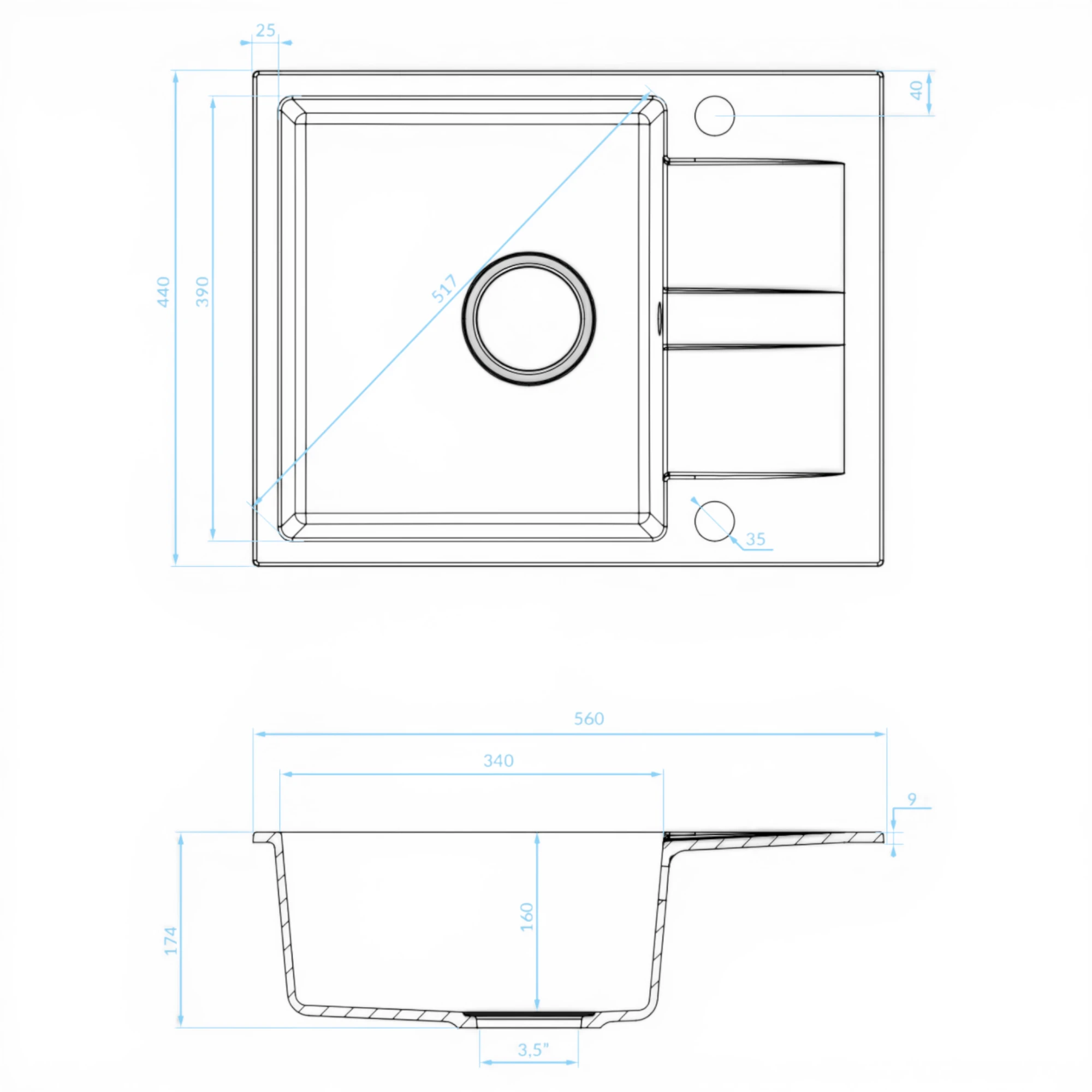  Backer NONA SOLO GREY 560x440 Backer Мойка